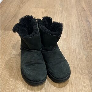 Black Suede Fur-Lined Boots